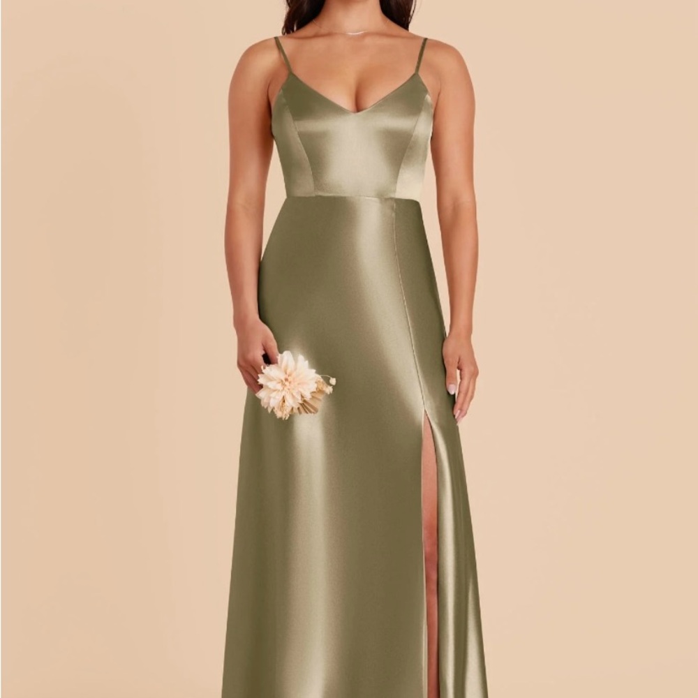 Birdy Grey Shiny Satin Gown in Moss Green